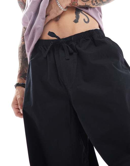 ASOS DESIGN - Oversized baggy parachutebroek in zwart, 2 van 5