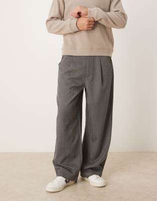 Asos Design Oversized Baggy Pull On Pants In Gray