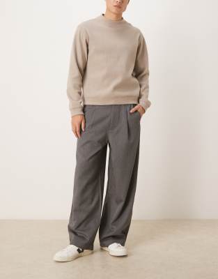 Asos Design Oversized Baggy Pull On Pants In Gray