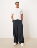 [ASOS DESIGN] ASOS DESIGN oversized baggy pull on pinstripe pants-Multi S MULTI