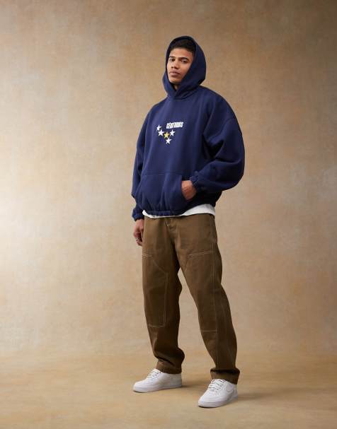 ASOS DESIGN oversized baggy trouser in brown with carpenter details - view 1