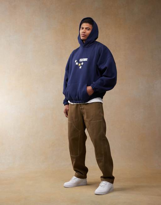 ASOS DESIGN oversized baggy trouser with carpenter details in brown