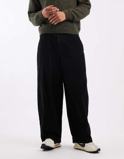 ASOS DESIGN oversized baggy trousers in black bubble corduroy - view 1