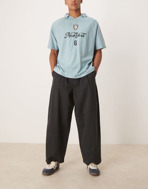 ASOS DESIGN oversized baggy trousers in black with pleats - view 1