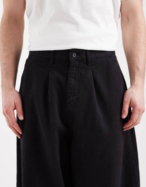 ASOS DESIGN oversized baggy trousers in black with pleats, 4 of 5
