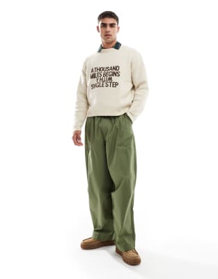 ASOS DESIGN ASOS DESIGN oversized baggy trousers in khaki-Green