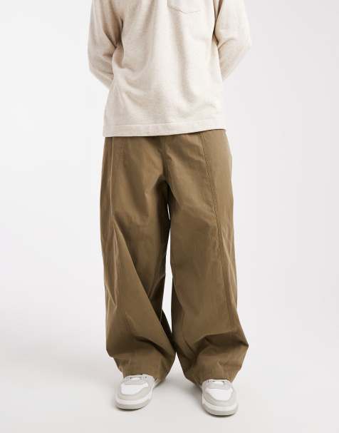 ASOS DESIGN oversized baggy trousers in khaki - view 1