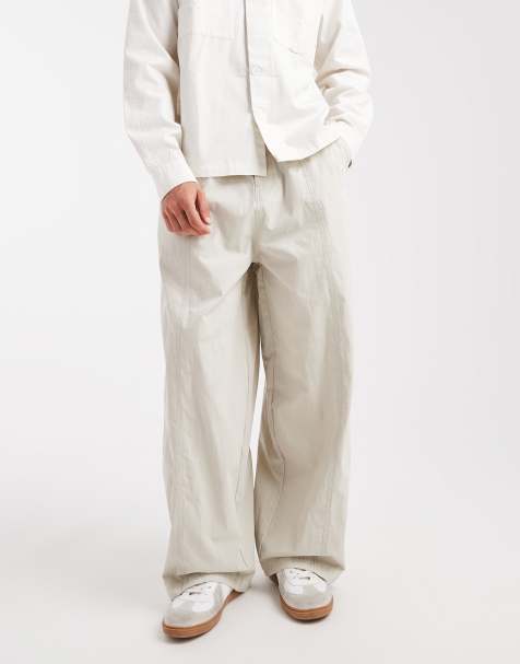 ASOS DESIGN oversized baggy trousers in stone - view 1