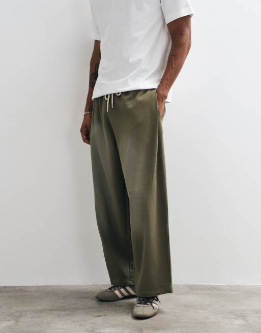 ASOS DESIGN oversized ballon-joggingbukser med plisseringer og sprayvask i khaki, 2 af 9