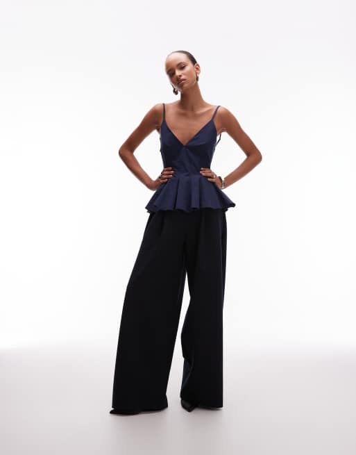 ASOS DESIGN - Oversized ballonbroek met wijde ronde pijpen in marineblauw