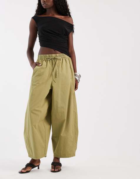 ASOS DESIGN oversized ballonbukser med elastik i khaki - view 1