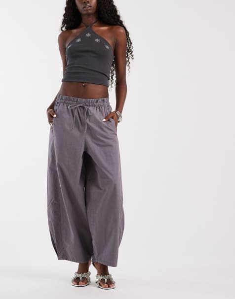 ASOS DESIGN oversized ballongbyxa med resår i charcoal - view 1