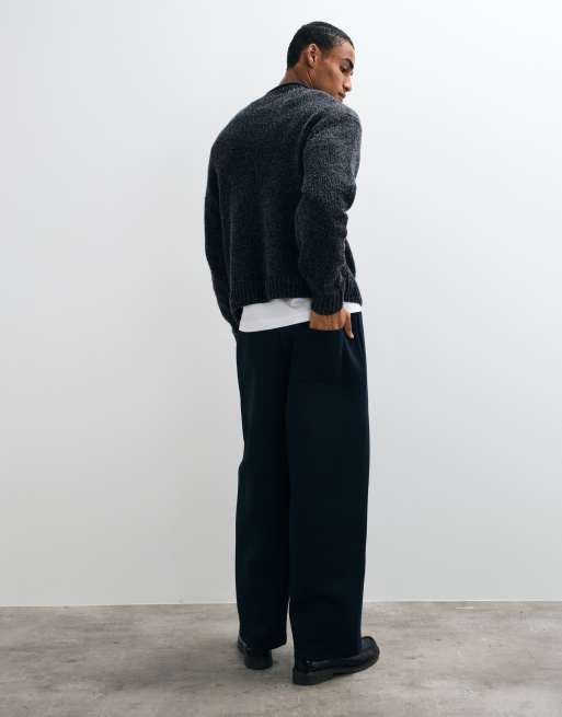 ASOS DESIGN oversized ballongformade mjukisbyxor i scuba-liknande tyg i marinblått, 5 av 5