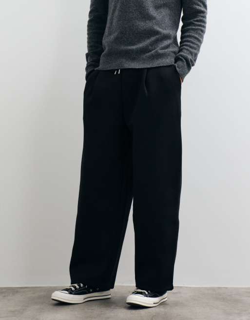 ASOS DESIGN oversized ballongjoggers i scuba-liknande tyg med veck i svart, 2 av 5
