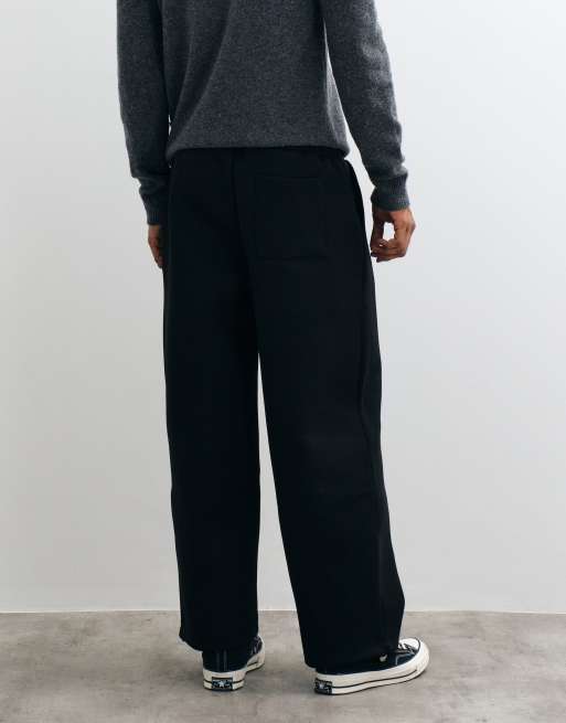 ASOS DESIGN oversized ballongjoggers i scuba-liknande tyg med veck i svart, 3 av 5