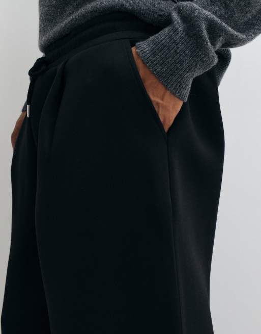 ASOS DESIGN oversized ballongjoggers i scuba-liknande tyg med veck i svart, 4 av 5