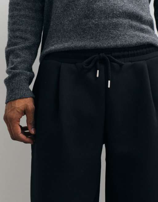 ASOS DESIGN oversized ballongjoggers i scuba-liknande tyg med veck i svart, 5 av 5