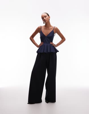 Asos Design Oversized Balloon Barrel Leg Pants In Blue