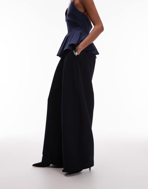 ASOS DESIGN oversized balloon barrel leg pants in navy