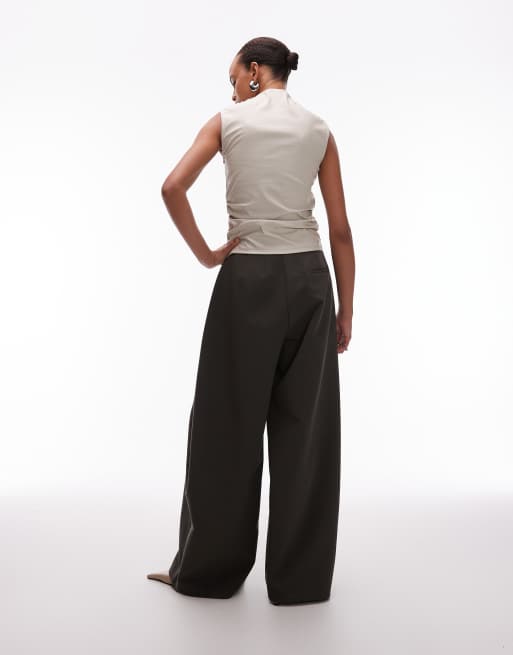 ASOS DESIGN oversized balloon barrel leg trousers in olive