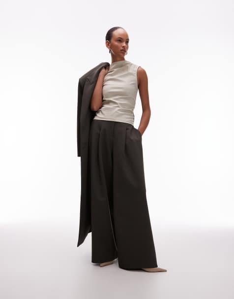 ASOS DESIGN oversized balloon barrel leg trousers in olive - view 1