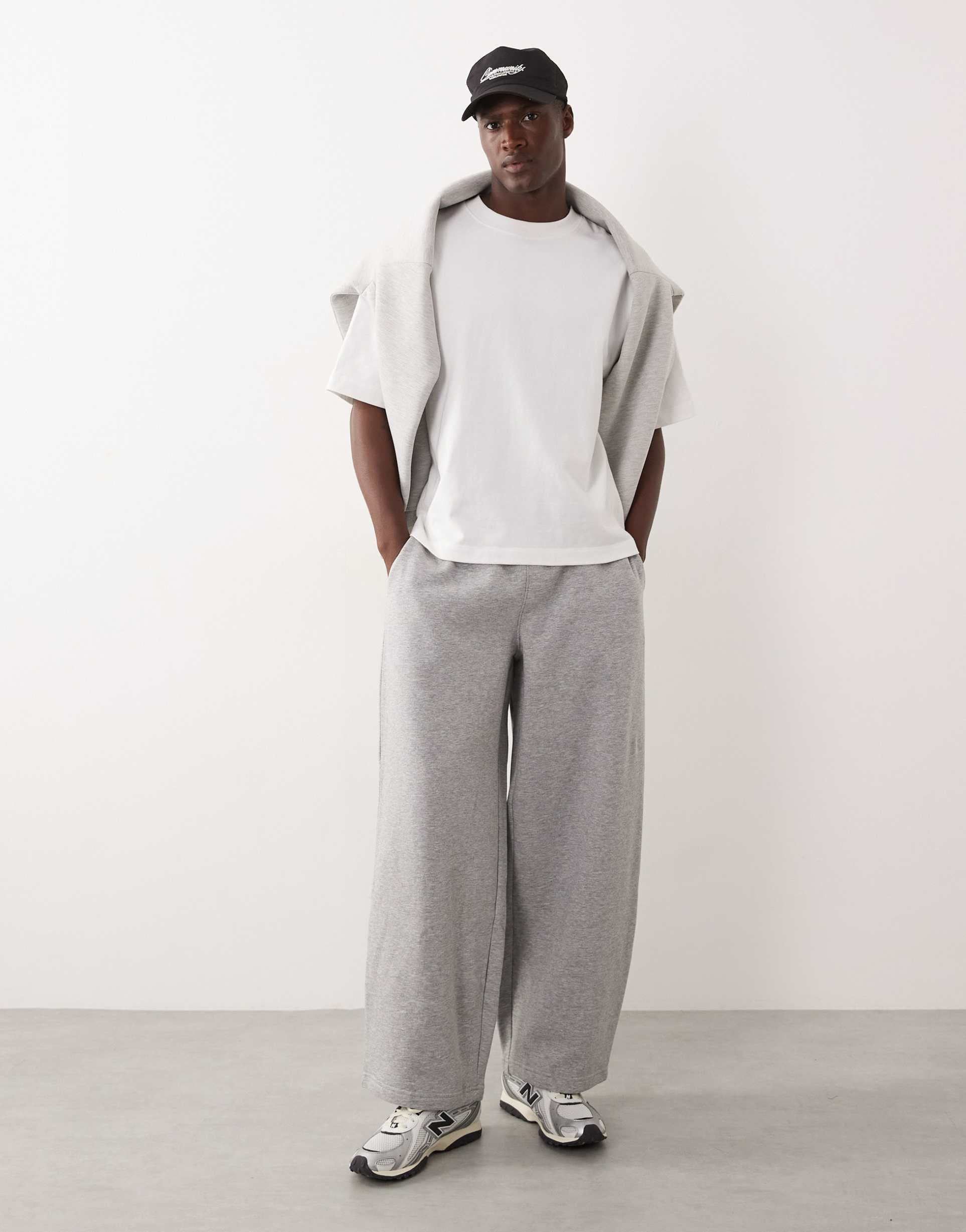ASOS DESIGN oversized balloon fit joggers in grey marl