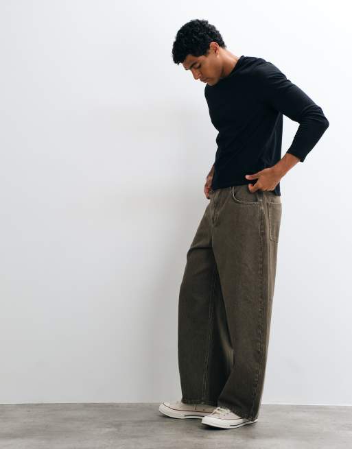 ASOS DESIGN oversized balloon jeans i vasket brun, 3 af 5