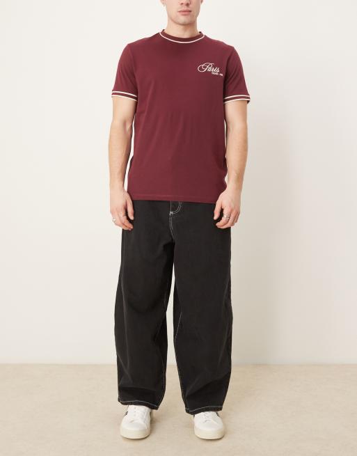 ASOS DESIGN oversized balloon jeans in washed black with contrast stitch 