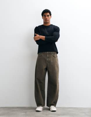 Asos Design Oversized Balloon Jeans In Brown