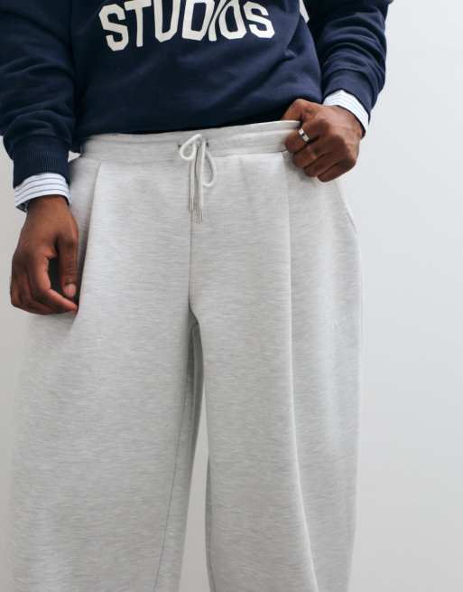 ASOS DESIGN oversized balloon jogger van scuba-achtige stof met plooien in grijs gemêleerd, 2 van 5