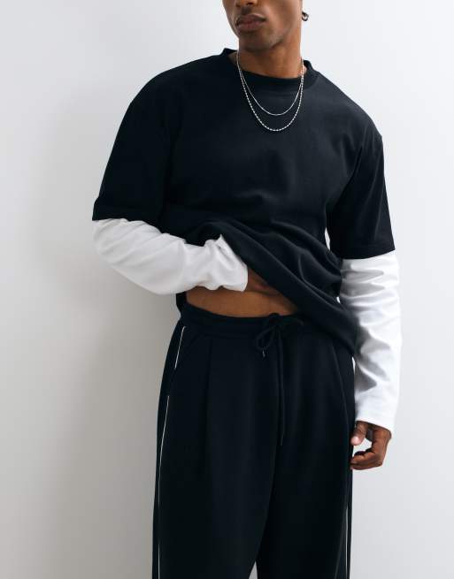ASOS DESIGN oversized balloon jogger with pleat detail in black, 4 of 5