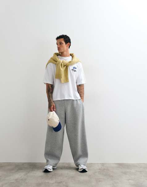 ASOS DESIGN oversized balloon jogger with side pleat in grey marl - view 1