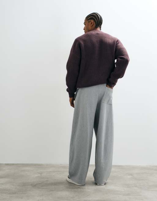 ASOS DESIGN oversized balloon-joggingbukser med læg i gråmeleret, 3 af 5