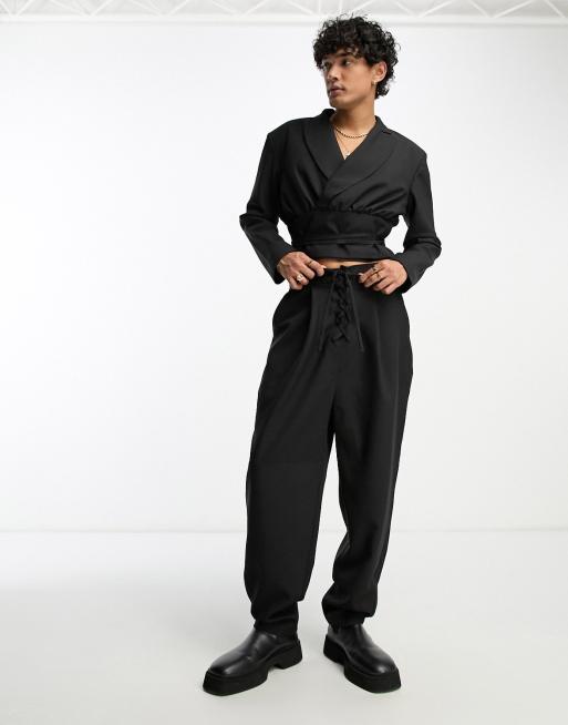 ASOS DESIGN wide balloon pants in black