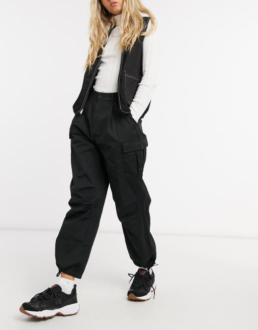 ASOS DESIGN oversized balloon leg cargo pant in black