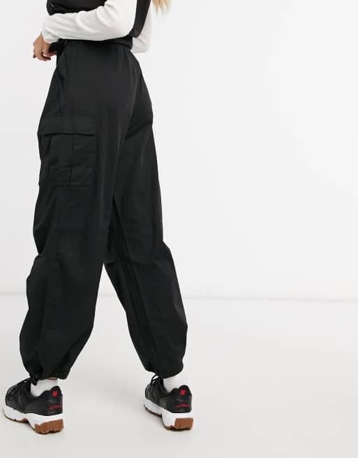 ASOS DESIGN oversized balloon leg cargo pant in black