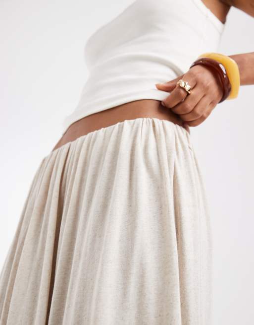 ASOS DESIGN oversized balloon leg trouser in beige jersey linen, 3 of 5