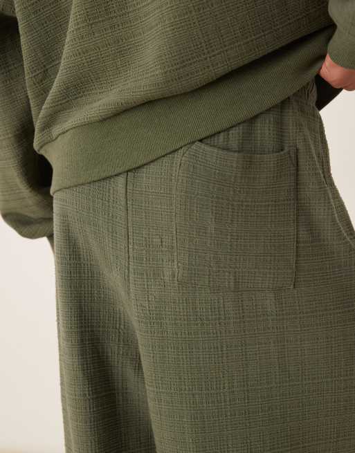 ASOS DESIGN oversized balloon linen look sweatpants in khaki green