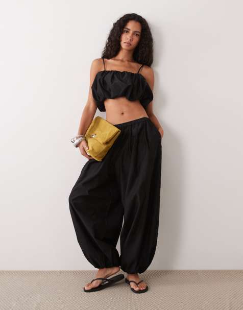 ASOS DESIGN oversized balloon pants in black (part of a set) - view 1