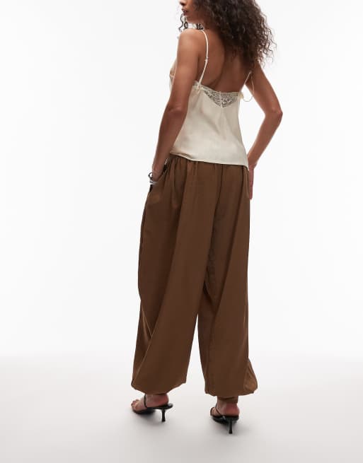 ASOS DESIGN oversized balloon pants in brown