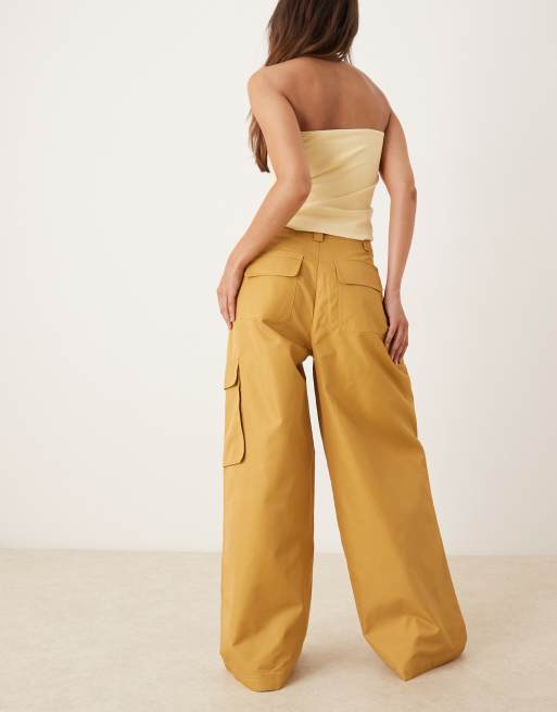 ASOS DESIGN oversized balloon pants with utility pocket detail in tan