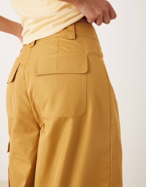 ASOS DESIGN oversized balloon pants with utility pocket detail in tan