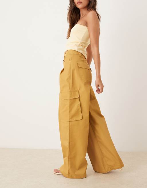 ASOS DESIGN oversized balloon pants with utility pocket detail in tan