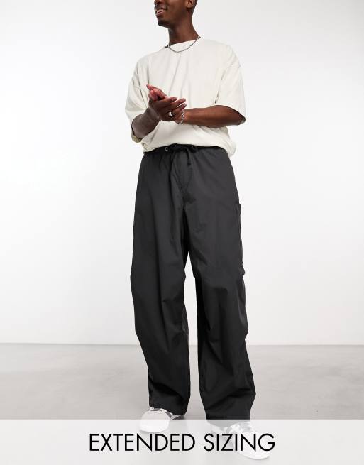 ASOS DESIGN oversized balloon parachute cargo pants in charcoal | ASOS