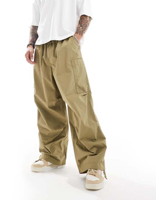 ASOS DESIGN oversized balloon parachute cargo pants in khaki | ASOS