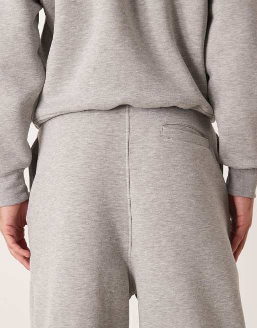 ASOS DESIGN oversized balloon pintuck sweatpants with embroidery in heather gray - part of a set