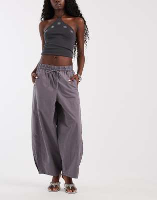 Asos Design Oversized Balloon Pull On Pants In Gray