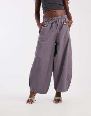 Asos Design Oversized Balloon Pull On Pants In Gray