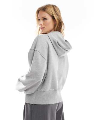 Shop Asos Design Oversized Balloon Sleeve Cropped Hoodie In Gray