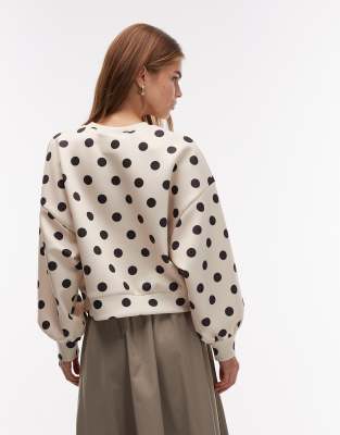 Asos Design Oversized Balloon Sleeve Scuba-style Fabric Sweatshirt In Multi